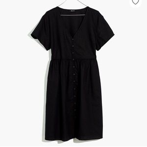 linen-blend Alexandra button-front mini dress